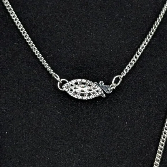 Long Rhinestone Key Pendant Necklace - Picture 5 of 7